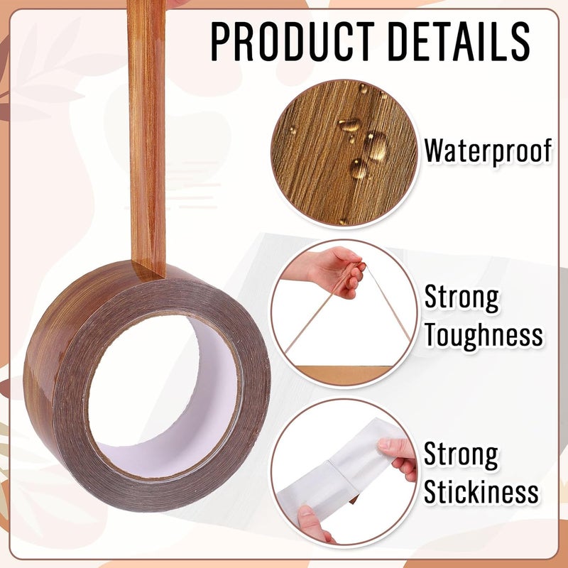 Whaline 109 Yard Wood Grain Packing Tape Brown Decorative Gift Wrapping Tape for Small Business DIY Crafts Box Carton Decor - Image 3